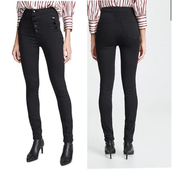 J Brand Natasha Sky Skinny High Rise Jeans in Seriously Black - Picture 1 of 13